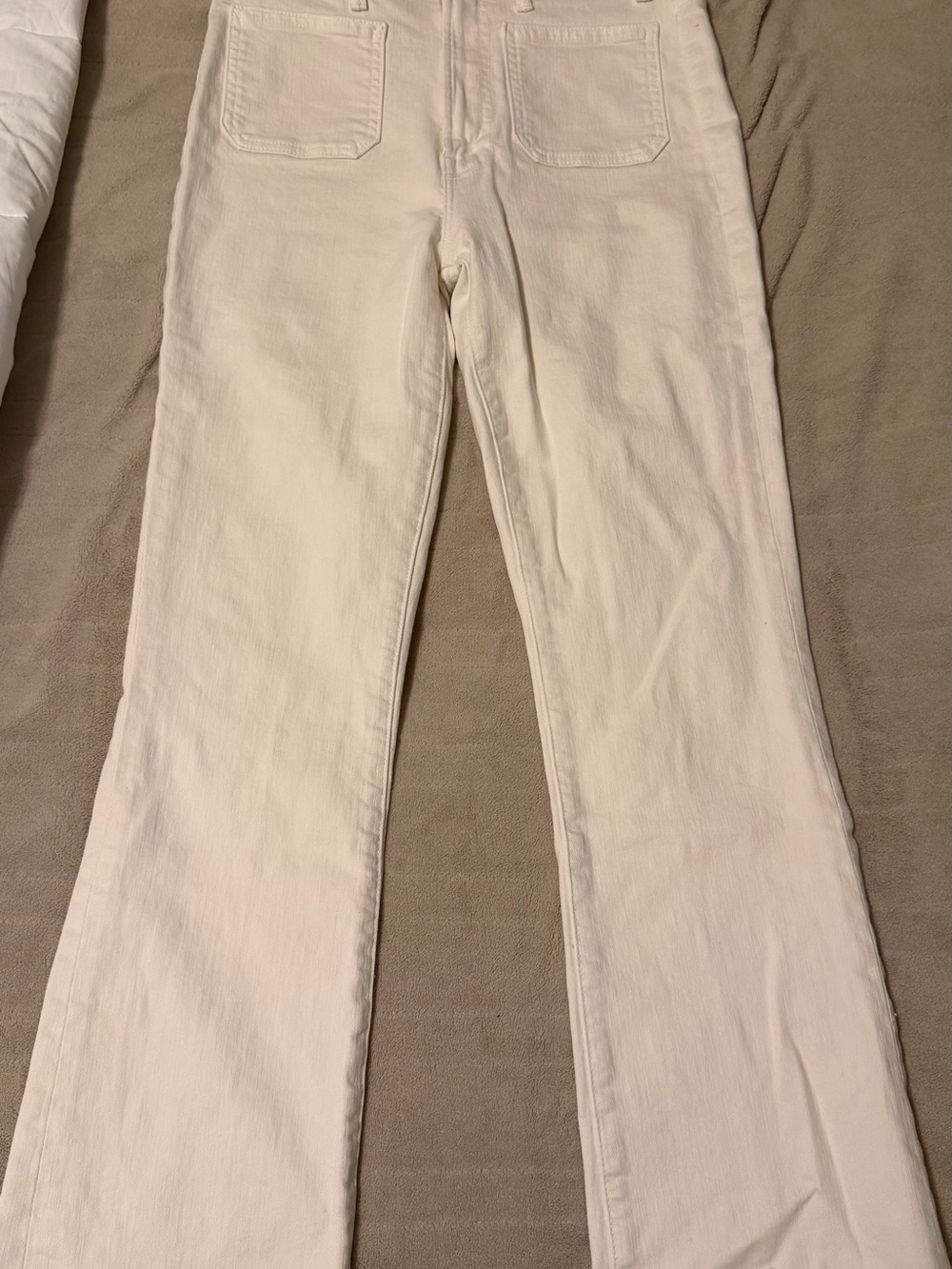 MOTHER Cream Wide-Leg High-Rise Jeans